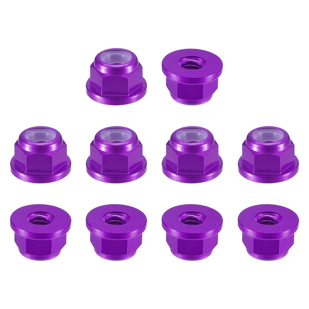 Nylon Insert Hex Lock Nuts, 10pcs - M2.5x0.45mm Self-Locking Nut(Purple)