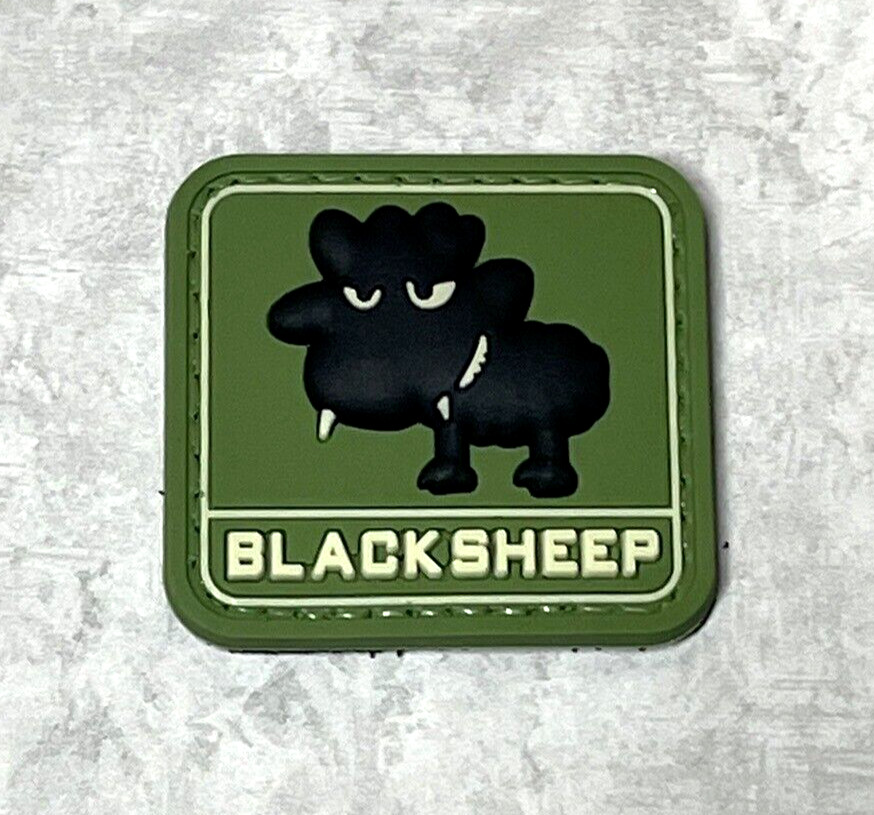 Black Sheep 3D Tactical Morale PVC Patch, Blacksheep Rubber PVC Patch Hook Back