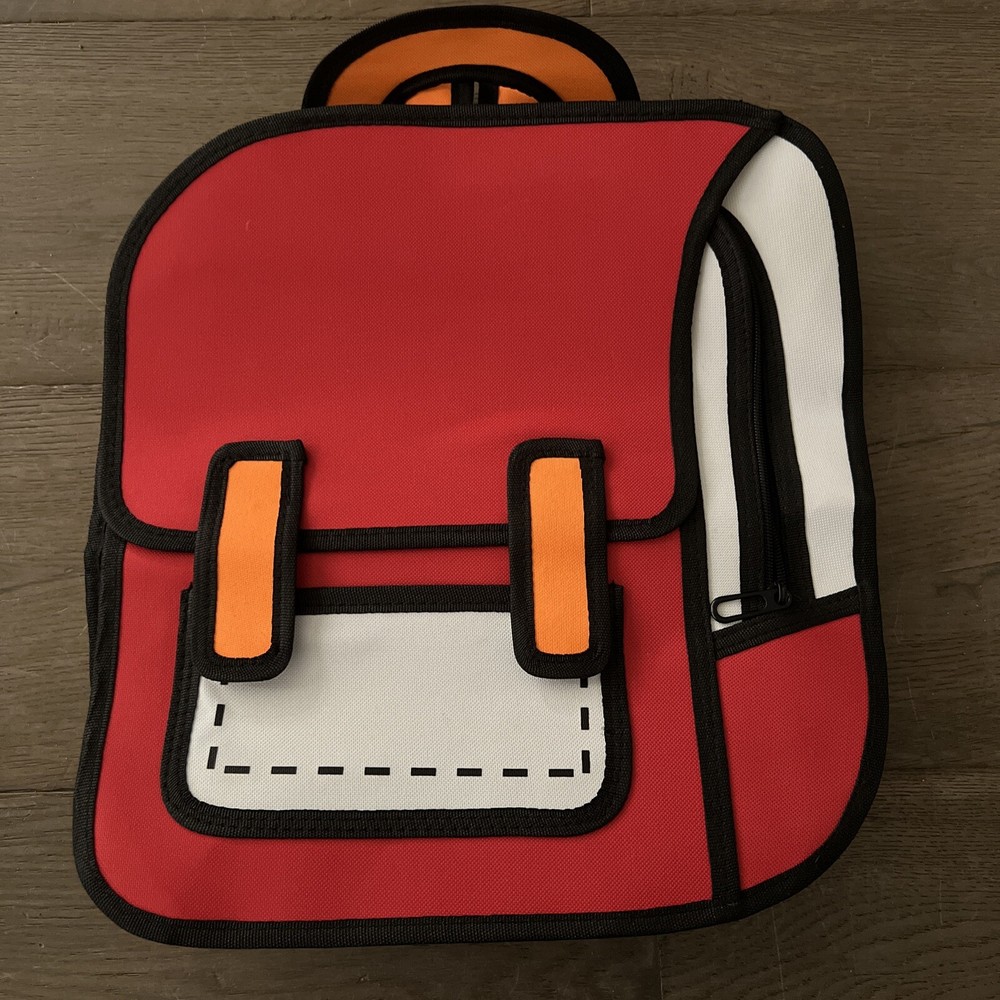 3D Cartoon Canvas Red/Blk/Orange Backpack
