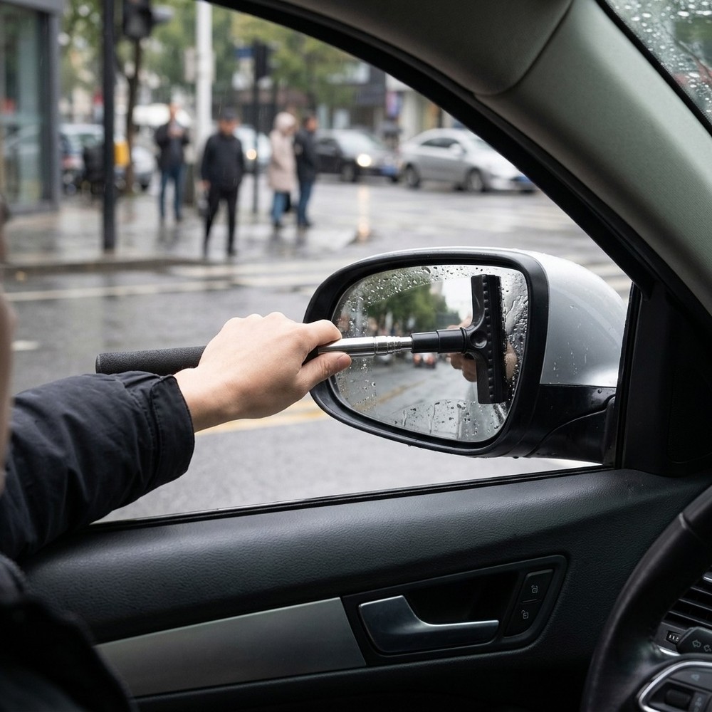 1pc Black Multi-Function Retractable Wiper for Car Rearview Mirror