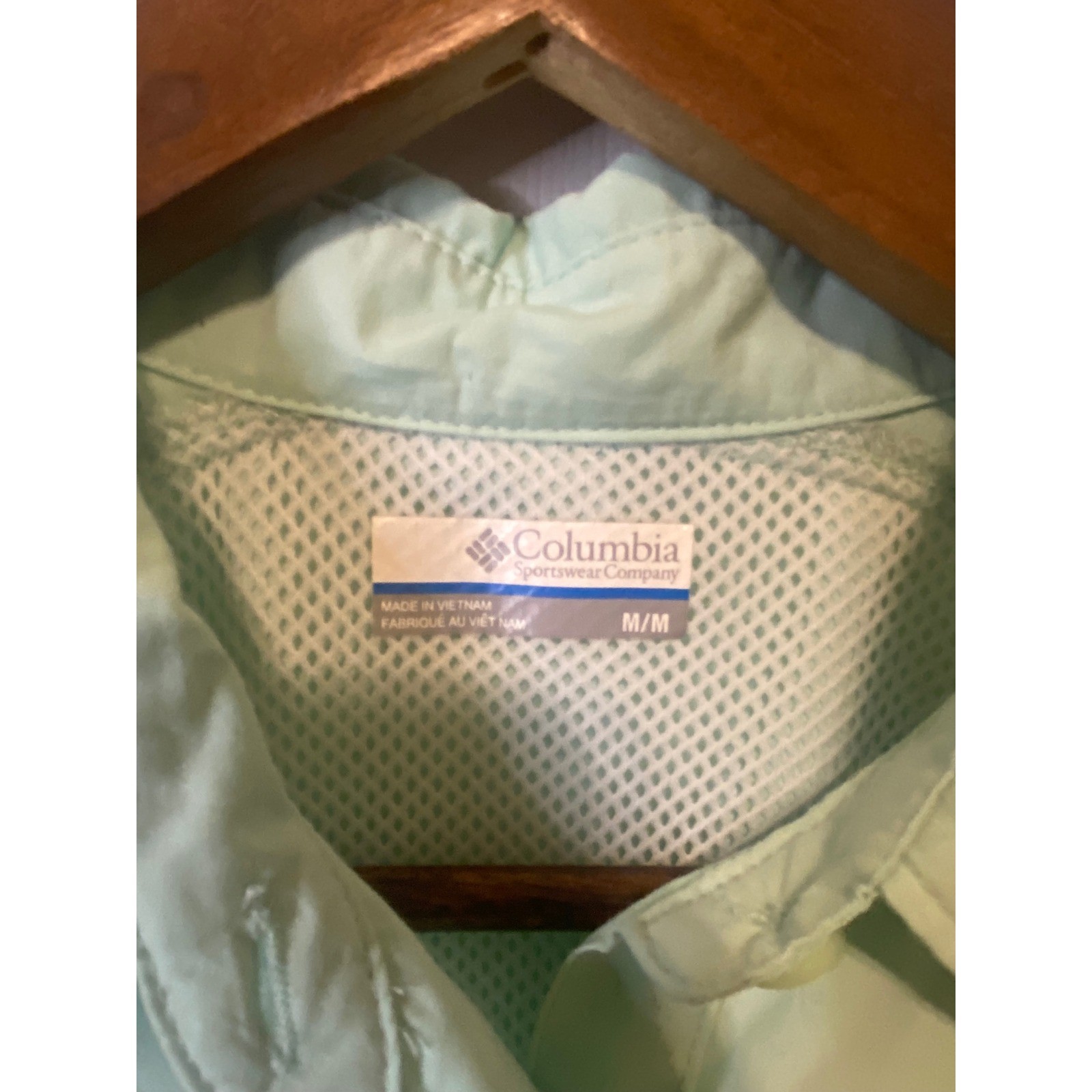 Columbia Men's Medium Long Sleeve Fishing Shirt UPF Sun Protection Mint Green