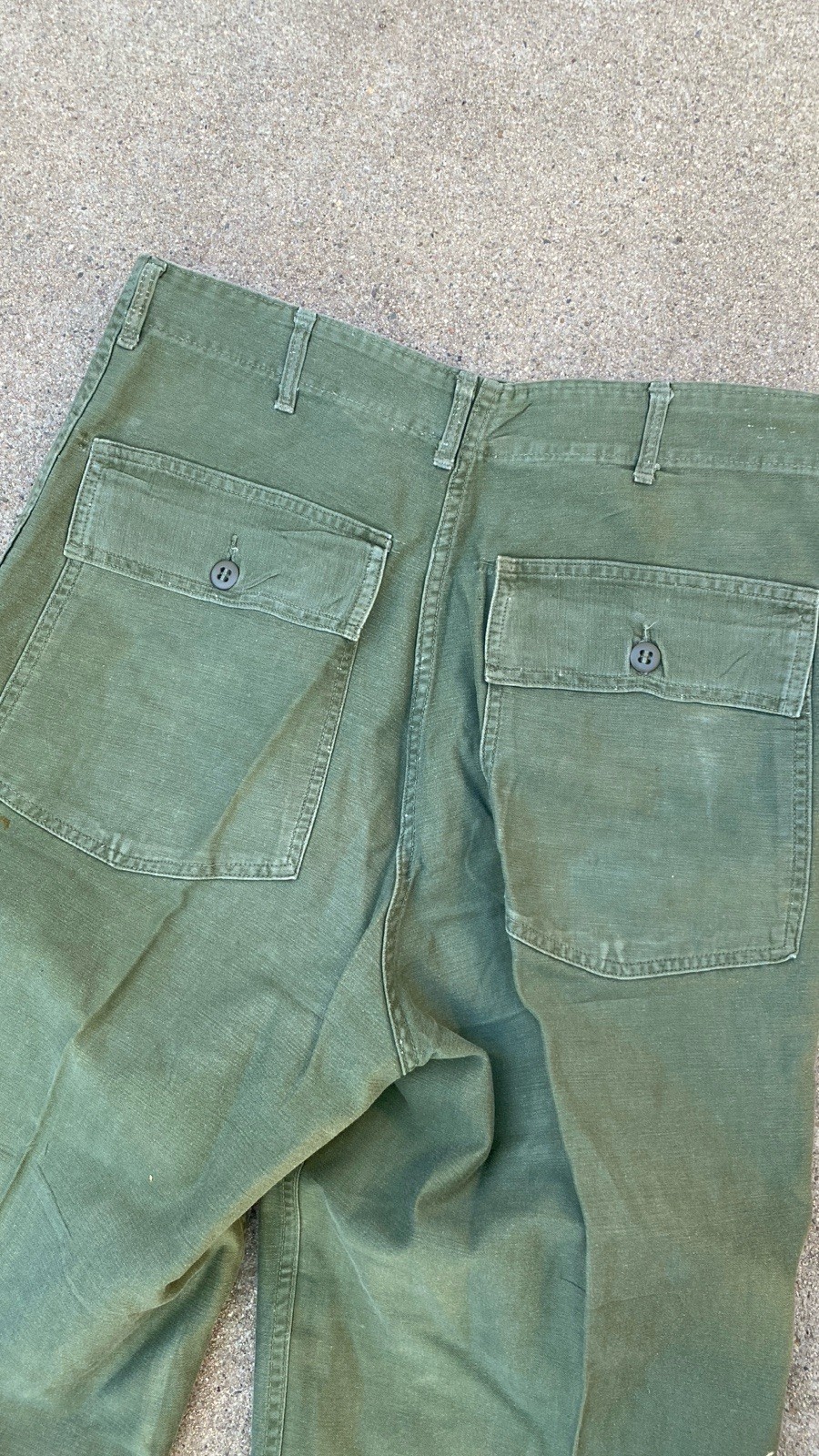 Vintage OG-107 Pants Fatigues 50s 60s Button Fly 32x31 Chopped Military Army