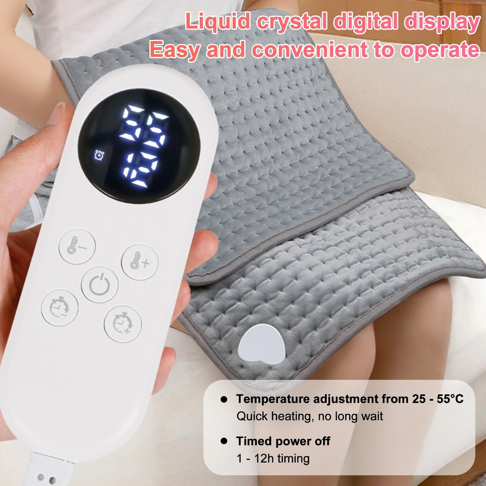 6 Levels Electric Heating Pad For Back Pain Cramps Relief Auto Shut Off 12x24”
