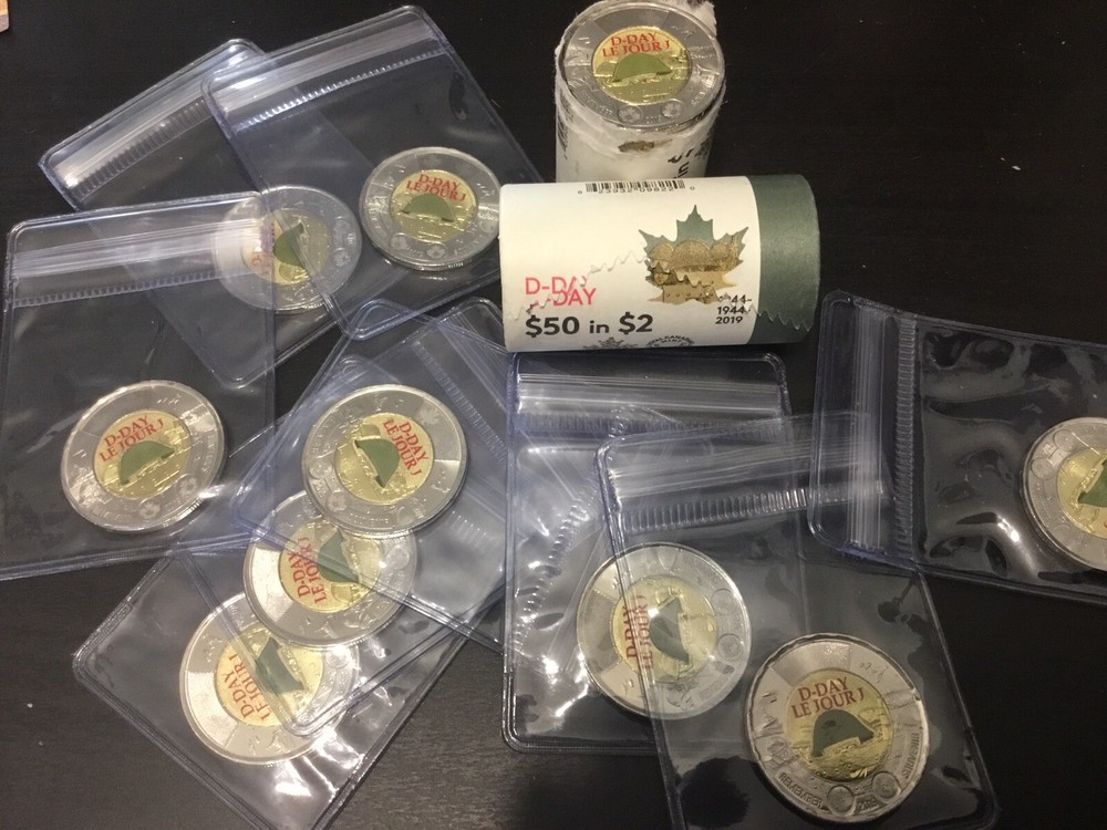 2019 CANADA  D-Day $2 Dollar Coin - Colored Version BU from roll Limited Edition