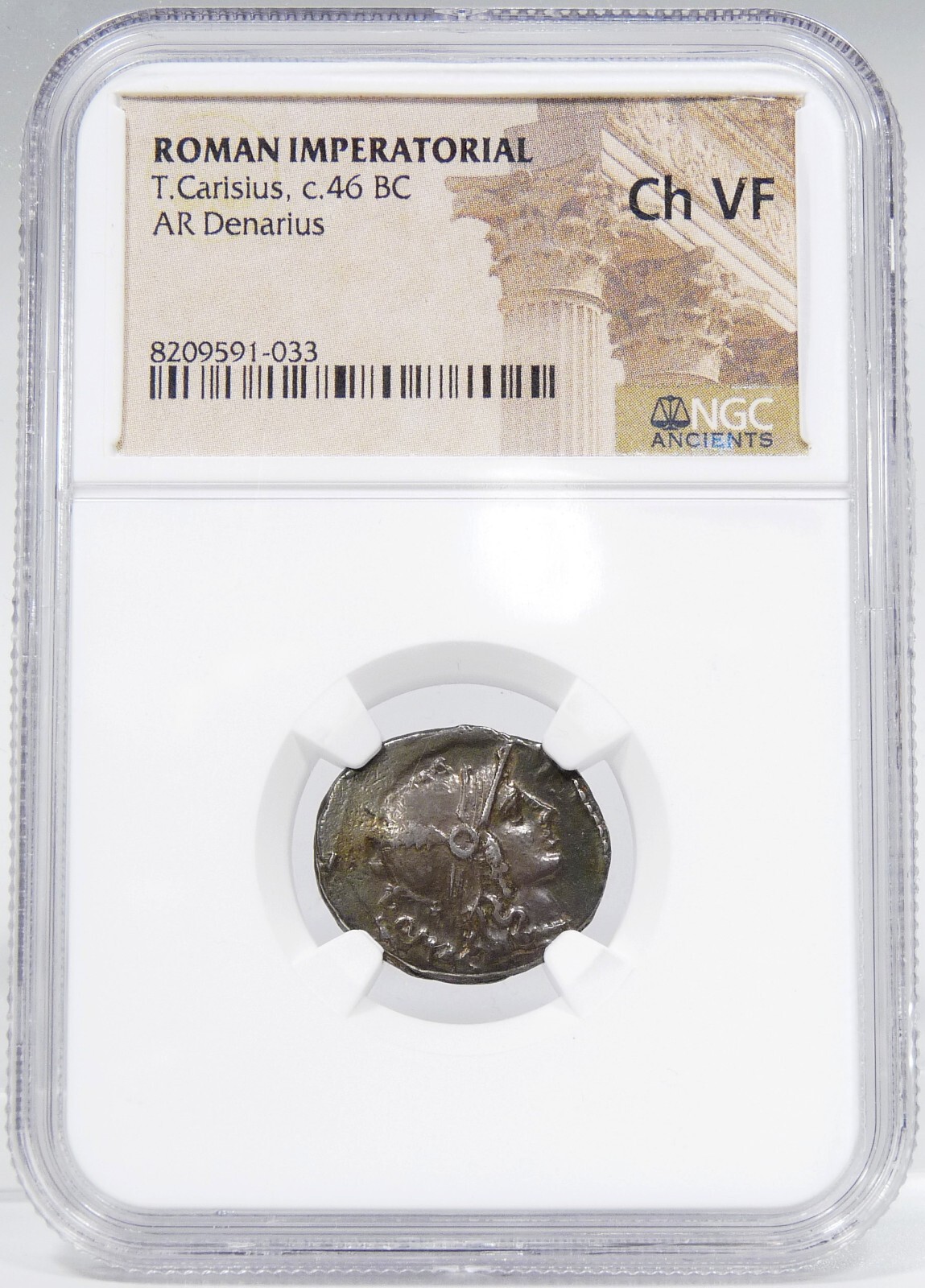 temp. JULIUS CAESAR Titus Carisius Roma/Cornucopia 46BC NGC Cert. Choice VF Coin