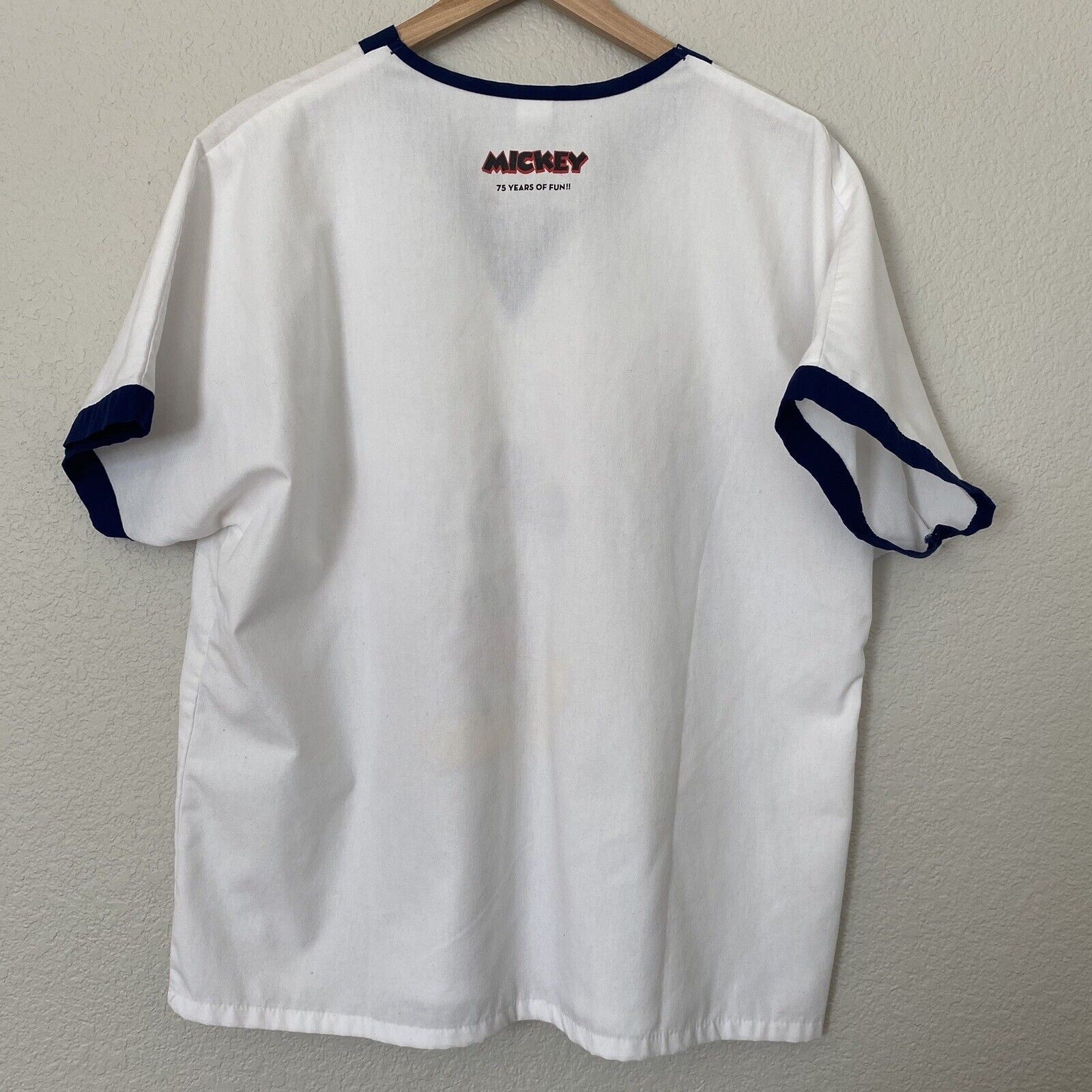 Disney 75 Years Of Fun Mickey Mouse Scrub Top *Rare* Size M