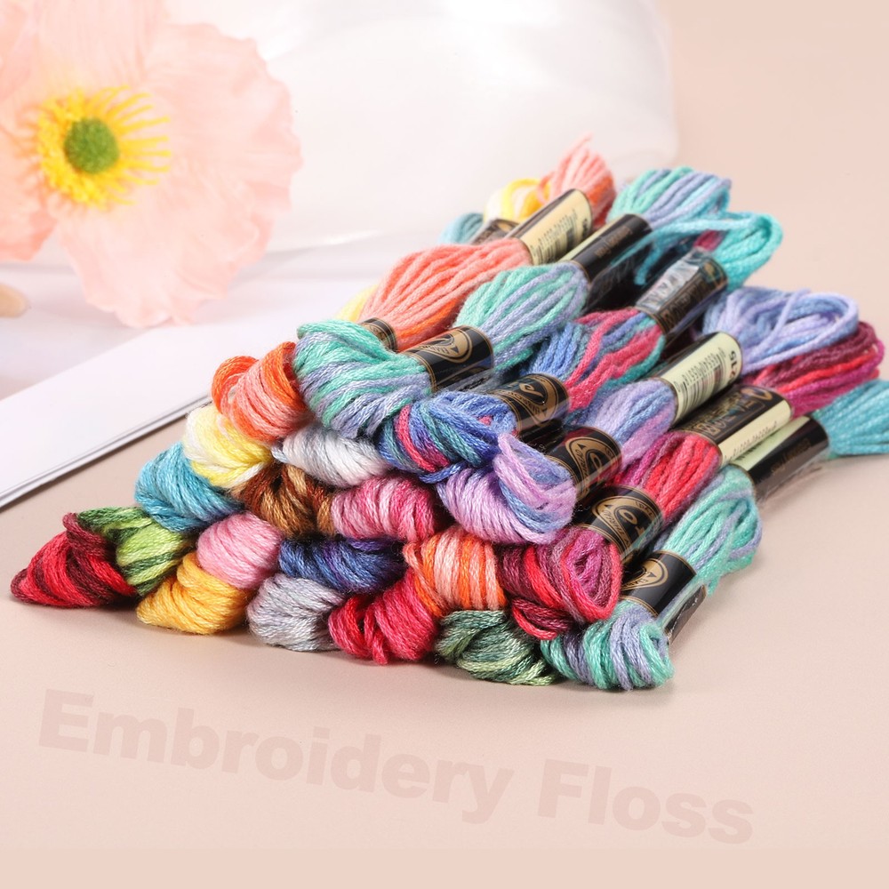12 Skeins Embroidery Floss, Polyester Embroidery Threads Yellow