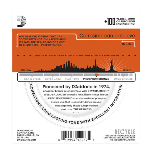 D'Addario EJ42 Phosphor Bronze Resophonic Guitar Strings, 16-56
