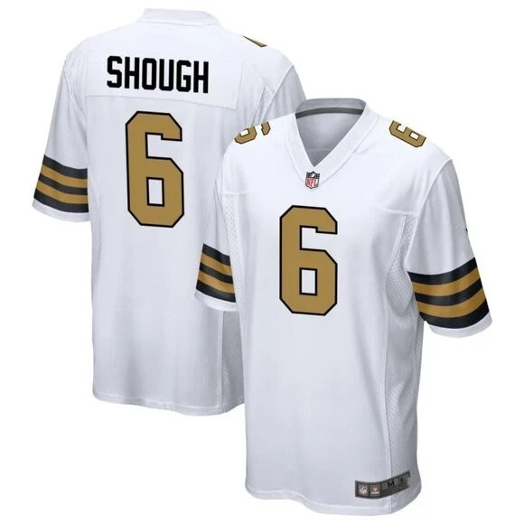 NWT Men's Saints #6 Tyler Shough Gold/Black/White Limited Stitched Player Jersey