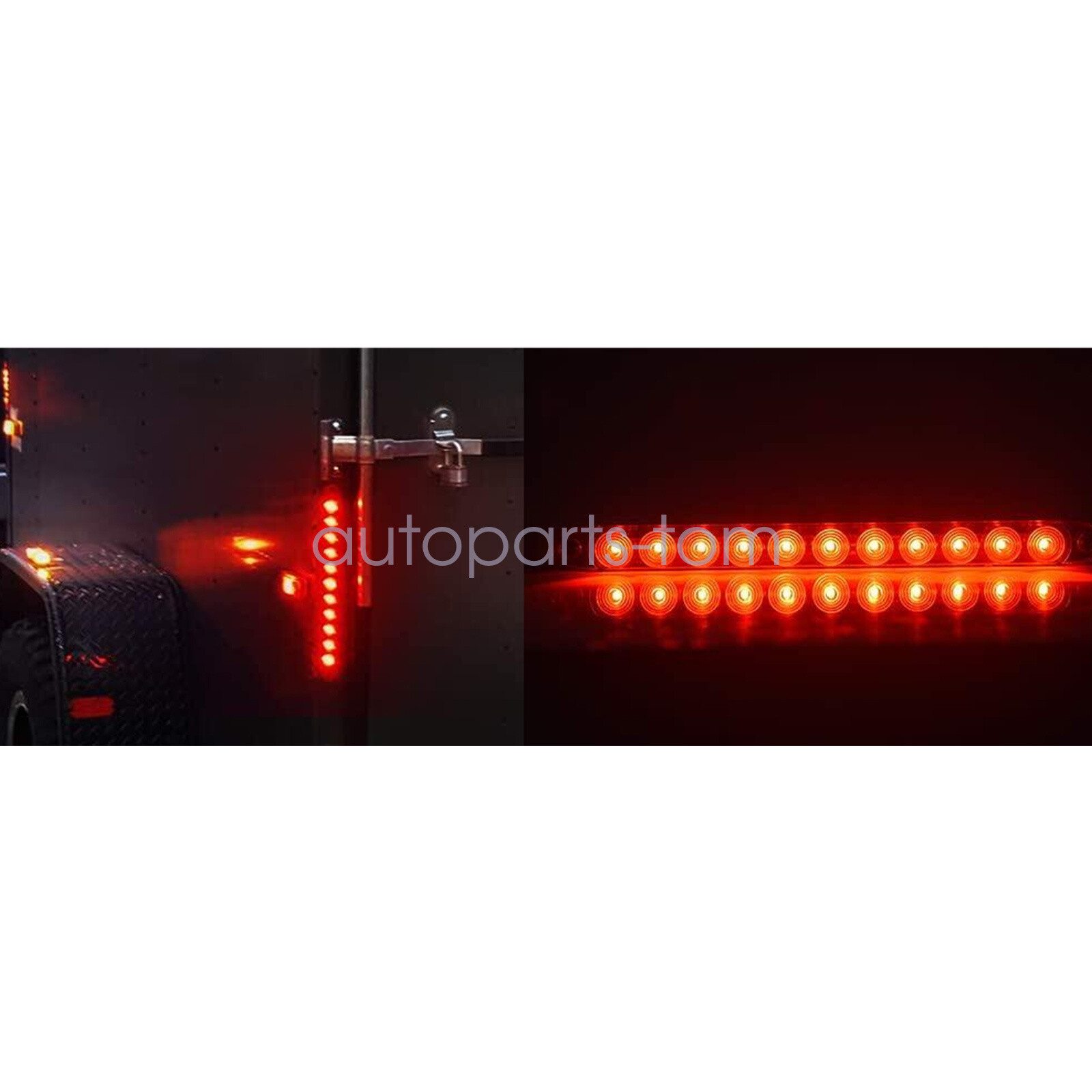 2Pcs 16inch Red Truck Trailer Light Bar 11 LED Stop Turn Tail Brake Lights Strip