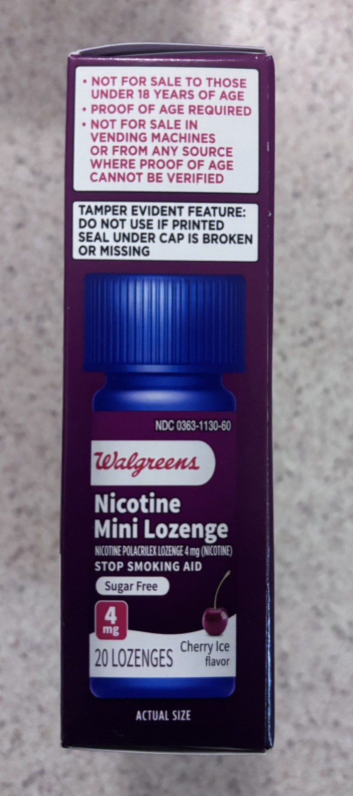 Walgreens Nicotine Mini Lozenge 4mg Cherry Ice Stop Smoking Aid 3 Pack