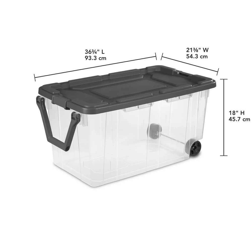 Sterilite 160 Quart Wheeled Stacker, Extra Large Durable Clear Bin, Latch Lid