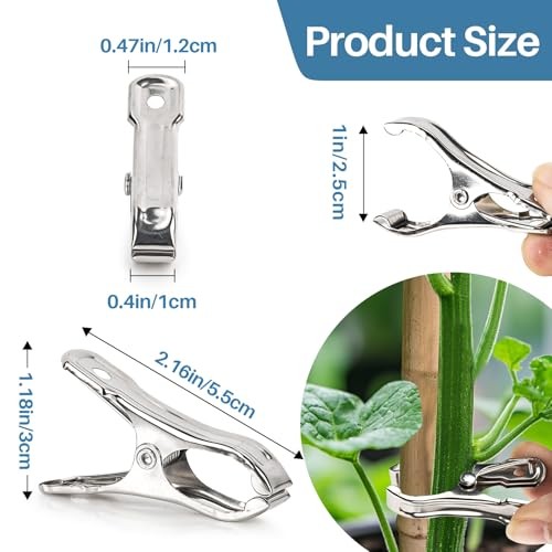 50 PCS Garden Clips - Stainless Steel Greenhouse Clamps,Grip Strong Heavy Duty