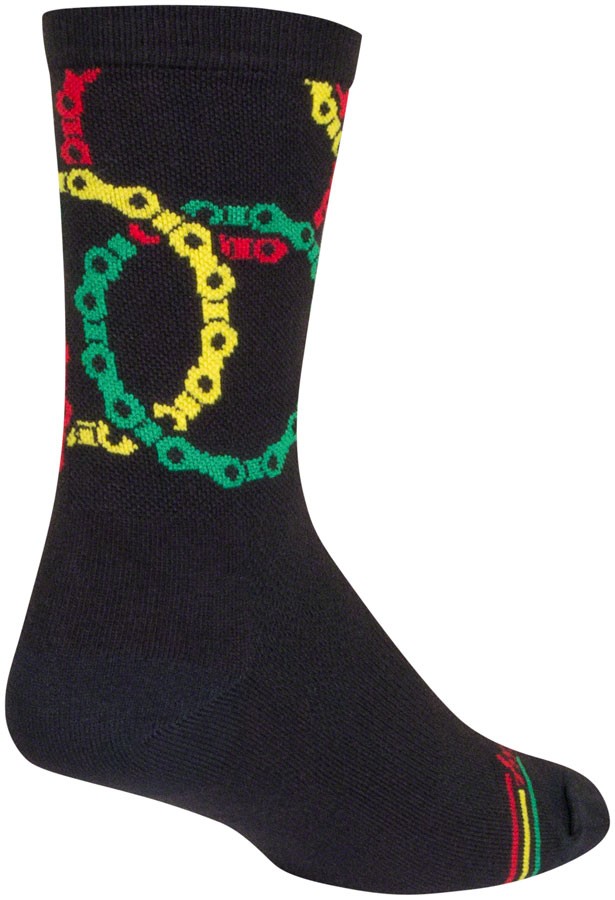 SockGuy Double Knit Mesh Crew Socks 6" Large XL Black/Multi