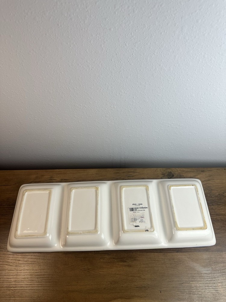 Vintage Easter Bunny Chick Divided Serving Tray 4 Section Spring Platter 17”