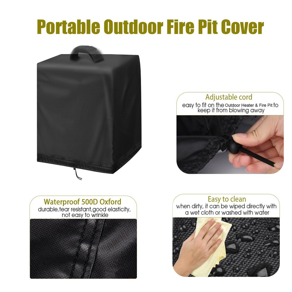 Fire Pit Table Cover for Electactic 20" Square Smokeless Propane Fire Pit Tab...