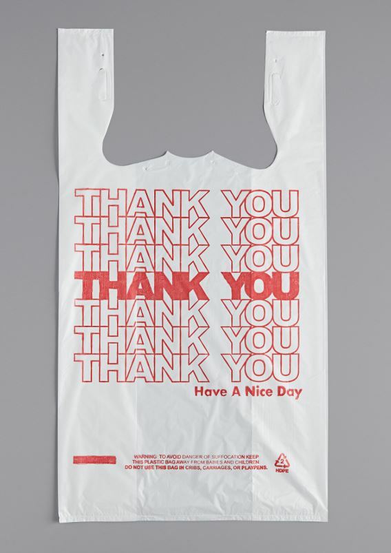 THANK YOU To Go Bags 22" x 12" x 6 1/2" White Plastic Shopping Bags 1/6 Bags