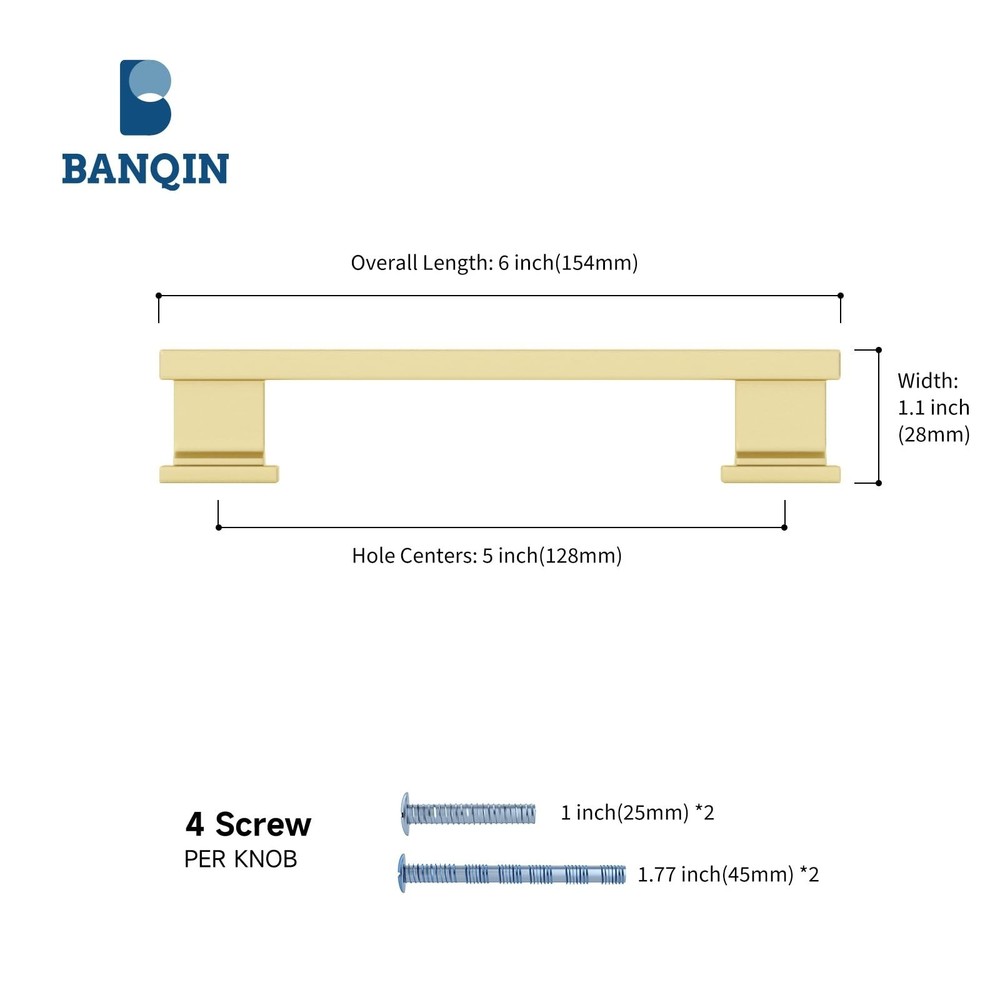 Cabinet Handles Kitchen Drawer Pulls and Knobs, 10Pack Gold 5inch Hole Center...