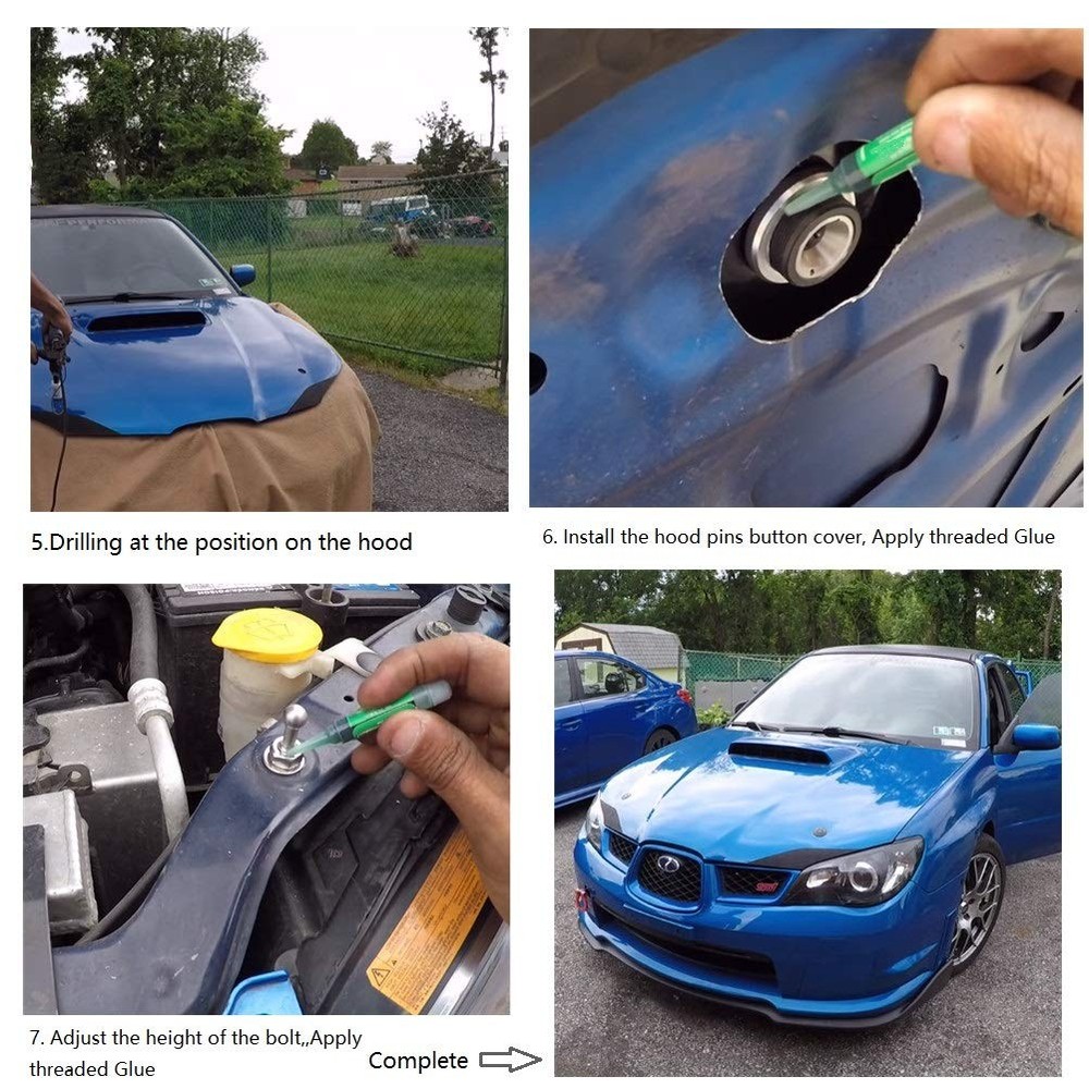 Quick Latch Hood Pins 2 Pack 2.44" Universal Push Button Quick Release Black