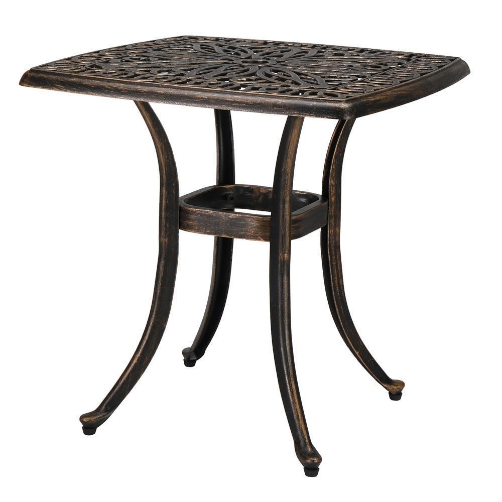 Outdoor Patio Square Dining Table Cast Aluminum All-Weather Furniture Bronze
