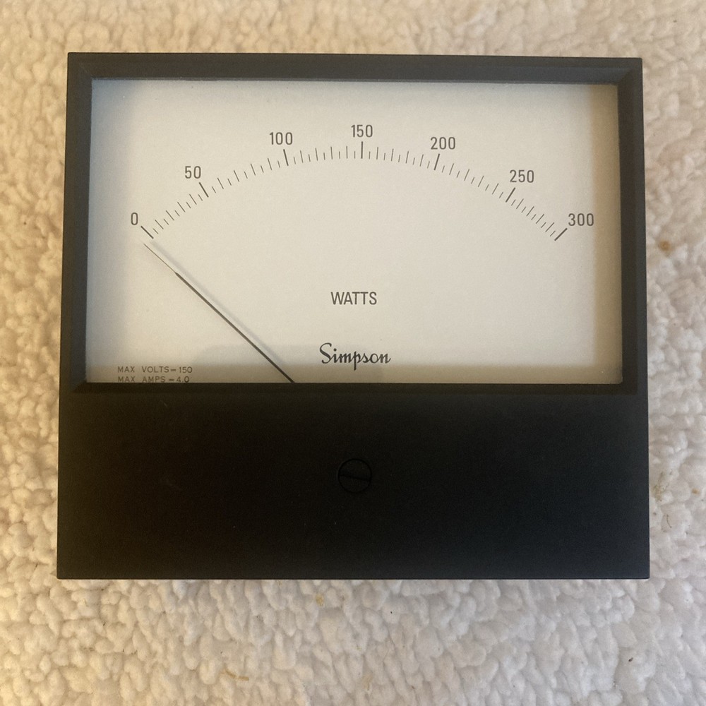 Simpson Panel Mount Wattmeter 0 - 300. Model 2174 - Catalog # 17898