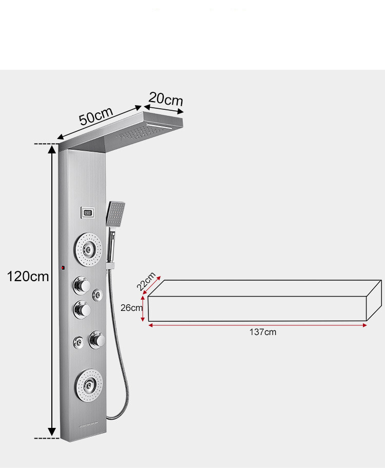 Rainfall Waterfall LED Digital Display Faucet Shower Screen Massage Mixing Jets