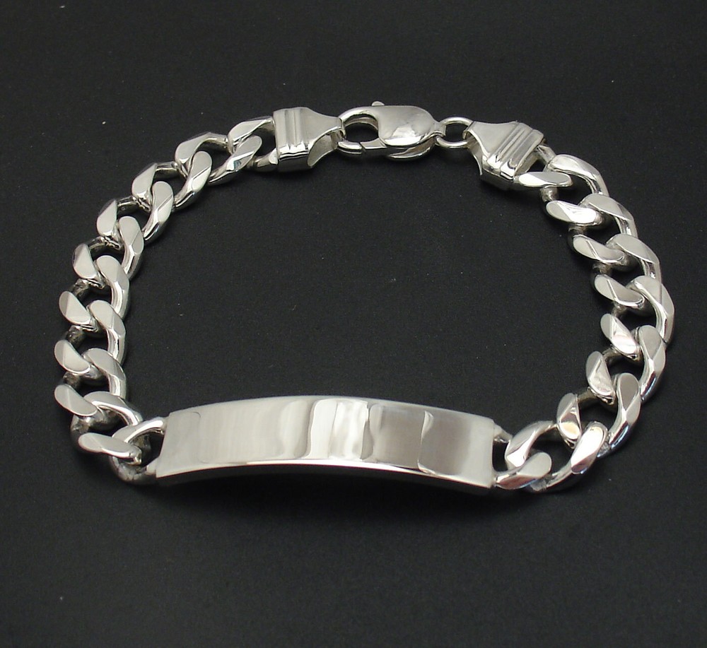 8" 9" Engravable Miami Cuban Curb ID Bracelet Real SOLID 925 Sterling Silver