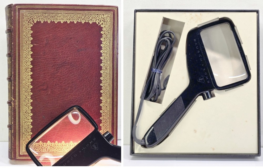BAUSCH & LOMB Rectangular Reader Magnifying Glass w Light #81-33-85 Orig Box