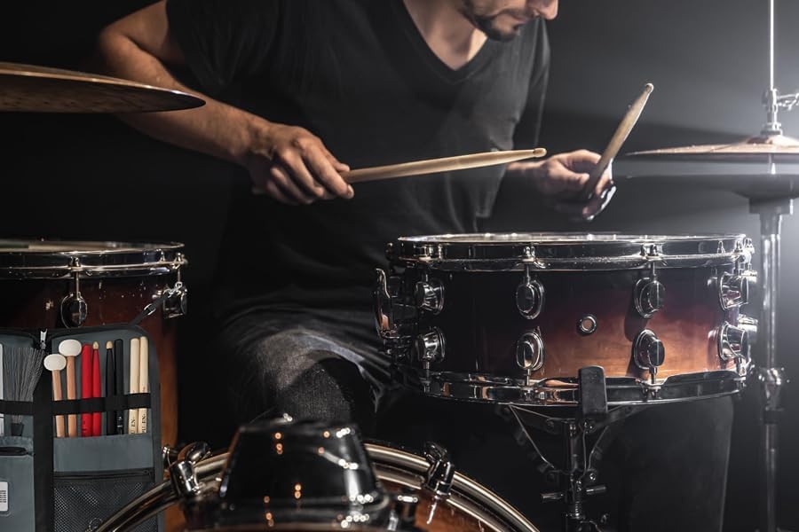 Drumstick Bag with Crossbody Strap, Large Capacity Pockets for Drummers