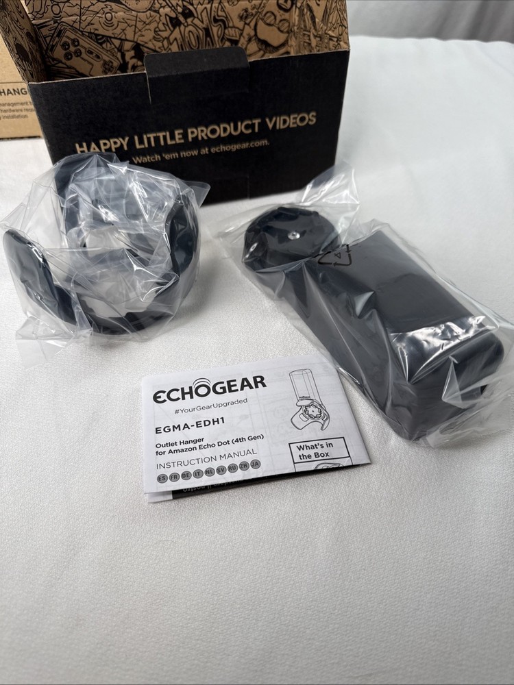 2 Pack Echogear Echo Dot Outlet Hanger (Black) Fits 4th Gen Echo Dot