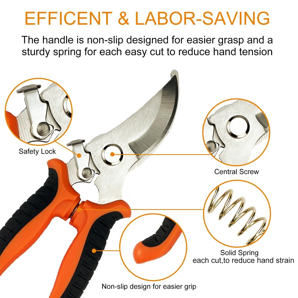 Pruning Shears, 4 Pack Garden Shears with Medium, Orange, Yellow, Green