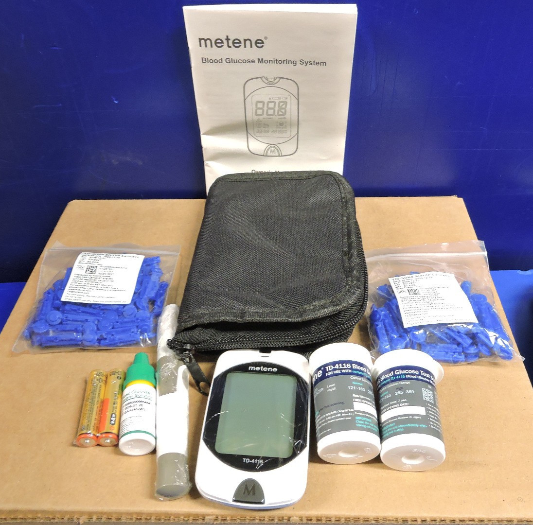 NEW Metene TD-4116 Blood Glucose Monitor/ 100 Strips 100 Lancets/ Bag / exp 2026