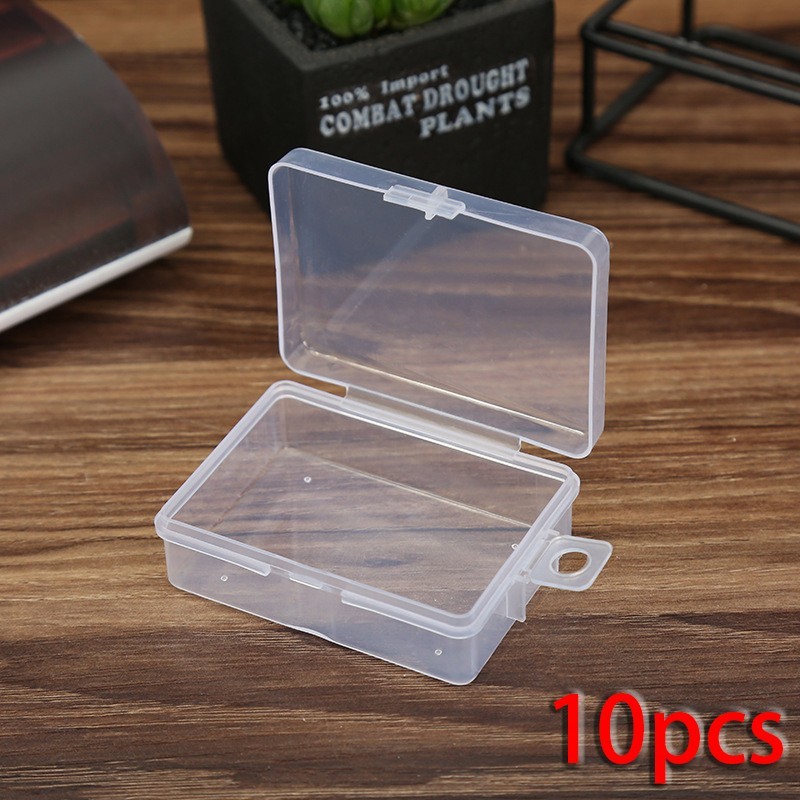 10pcs Small Clear Plastic Rectangular Storage Box Jewelry Beads Container Case