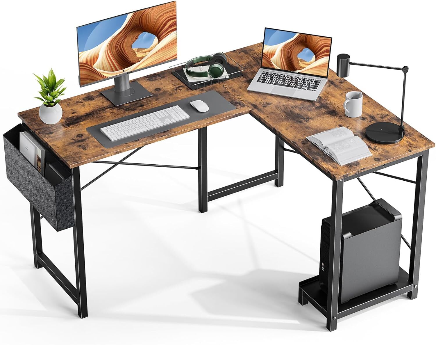 L Shaped Computer Desk Gaming Corner 50 Inch Home Office Writing PC Wooden Table