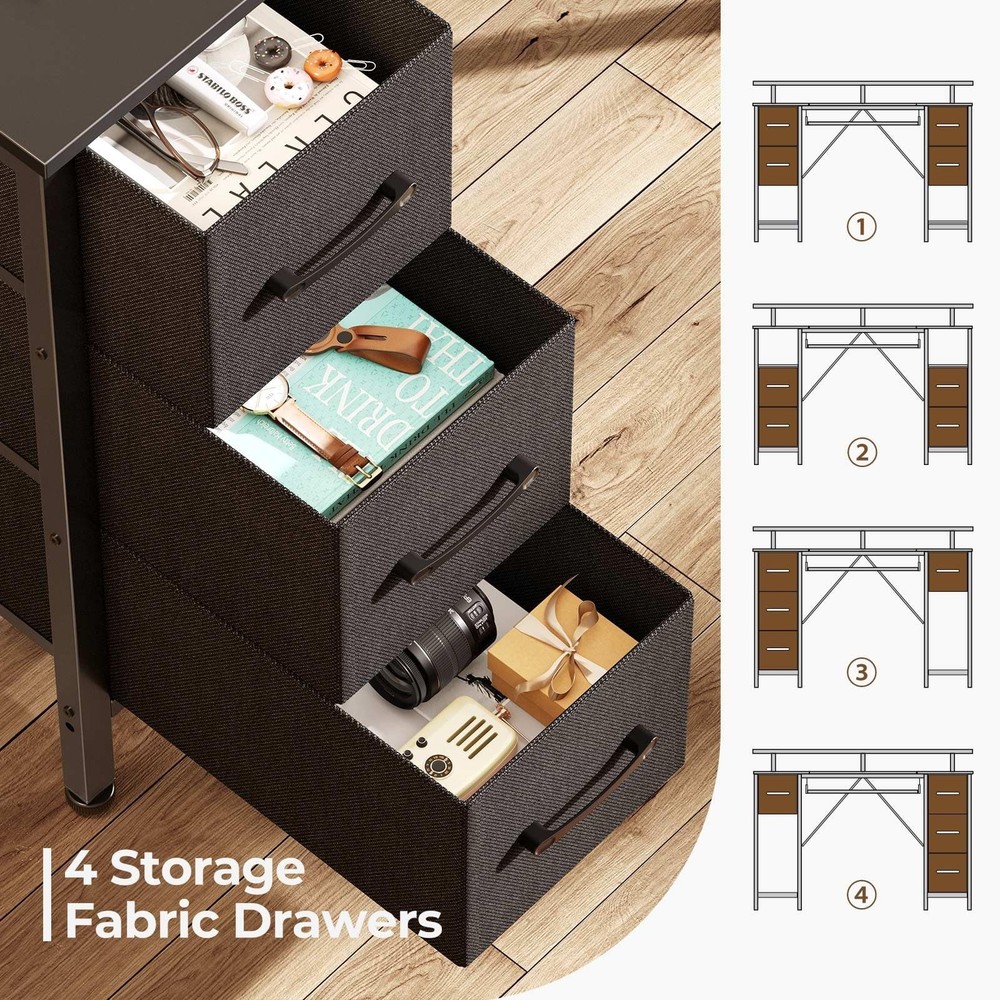 Seventable Computer Desk 47.2" with LED Lights & Power Outlets, Home Office D...