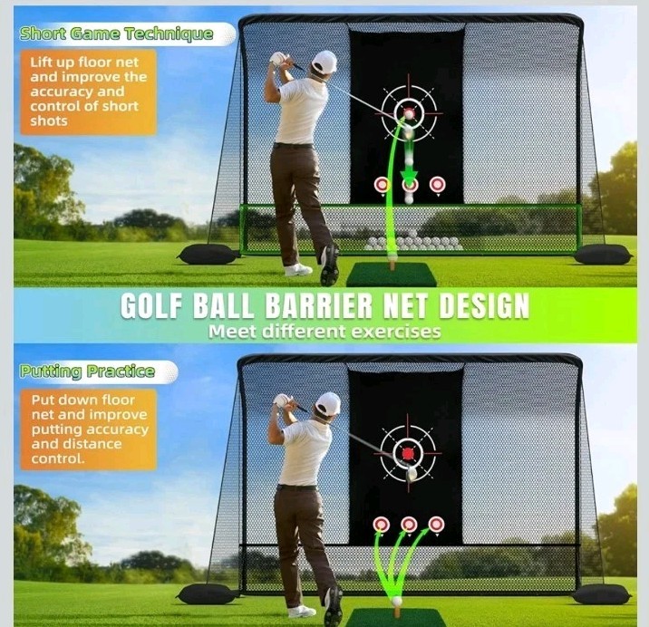 10x7FT Golf Practice Net with 2 Side Nets - Easy Set Up Backyard Driving Range,