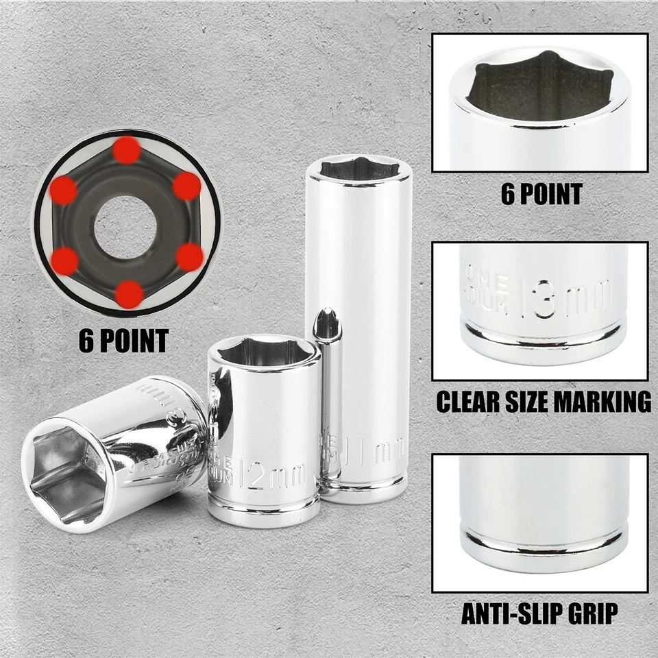 53Pcs Repair Tool Kit 1/4 inch Drive Socket Ratchet Wrench Set with Storage Case