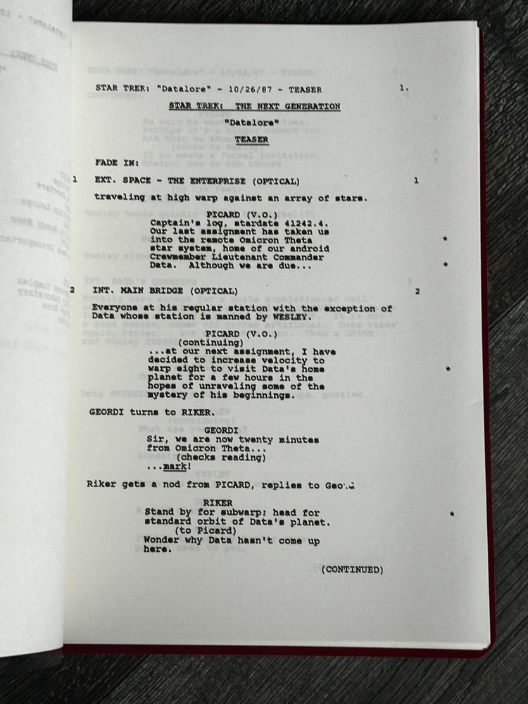 STAR TREK Script The Next Generation Datalore Revised Final Draft Oct 26 1987