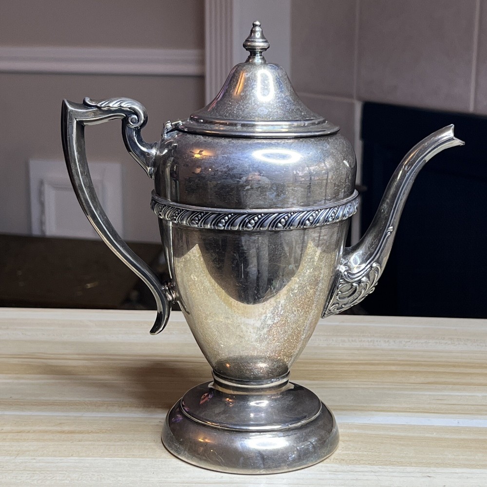 Vtg Pitcher Silver on Copper 10” tall with Lid marked HS