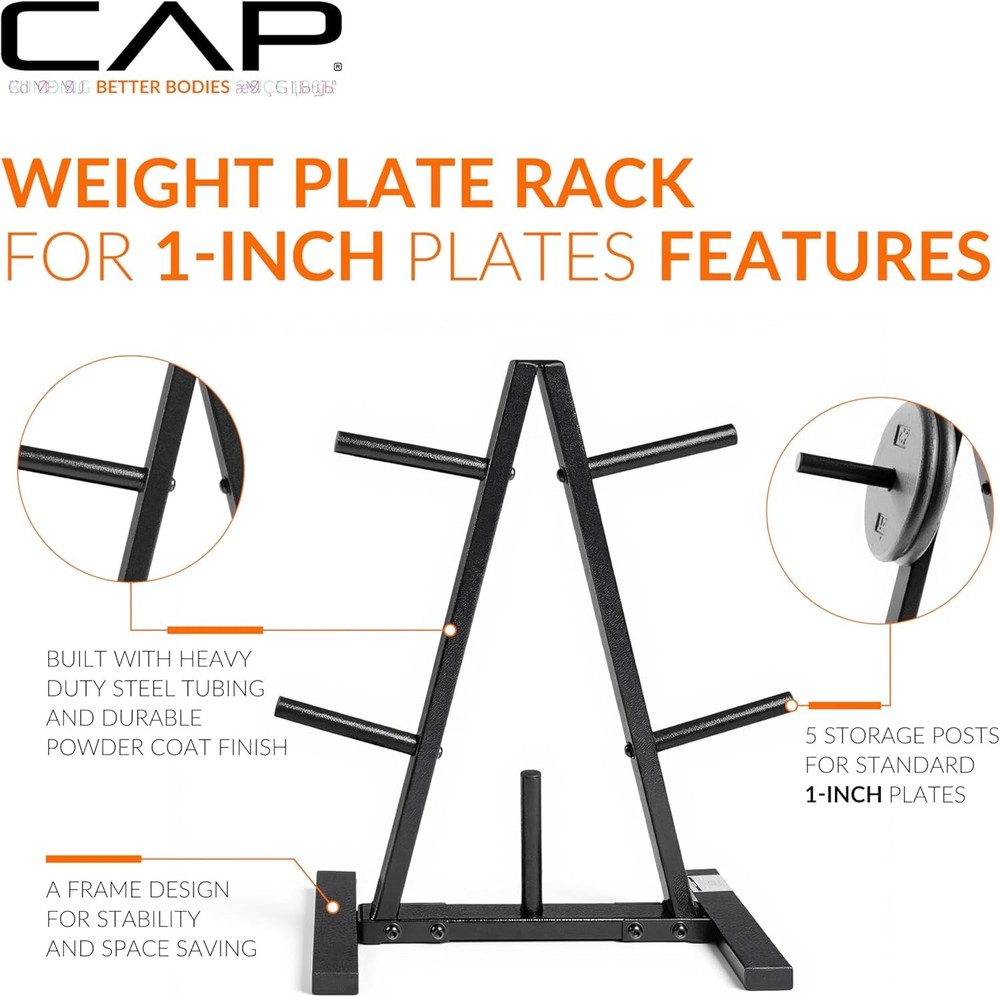 Space-Saving A-Frame Weight Plate Rack for 1-Inch Plates – 300 lbs Capacity