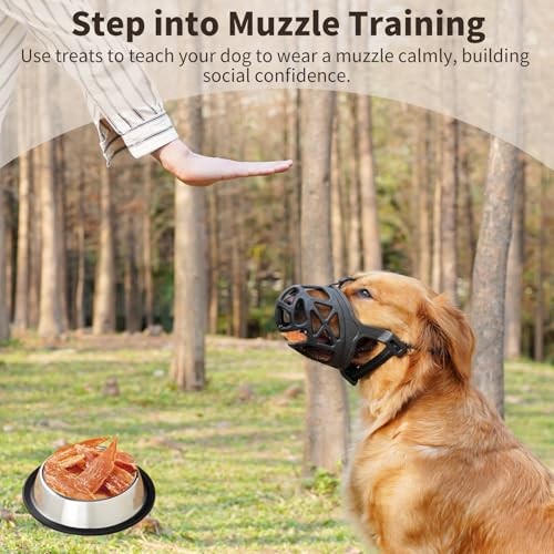 Dog Muzzle, Breathable Basket Muzzles for Small, Large and X Medium Black