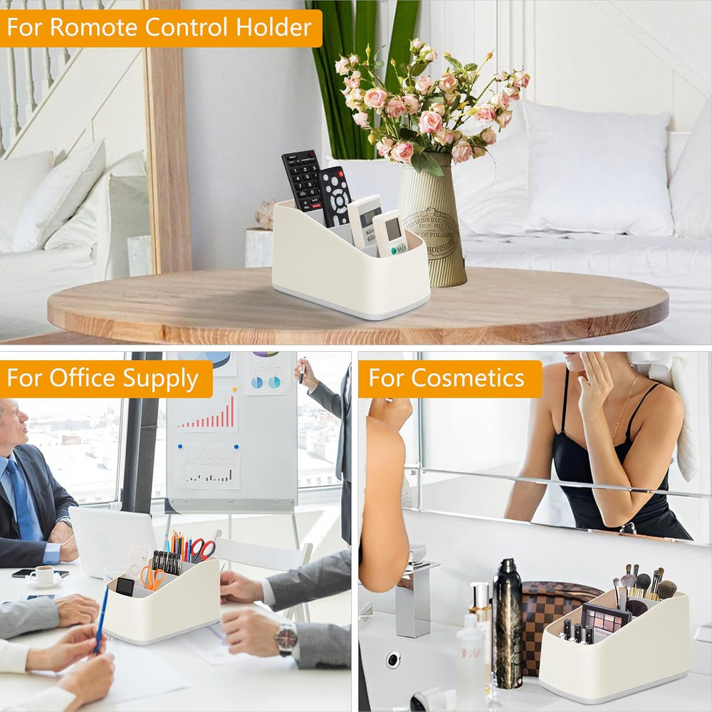Remote Control Holder with 4 Compartments,TV Remote Caddy/Box/Tray Organizer for