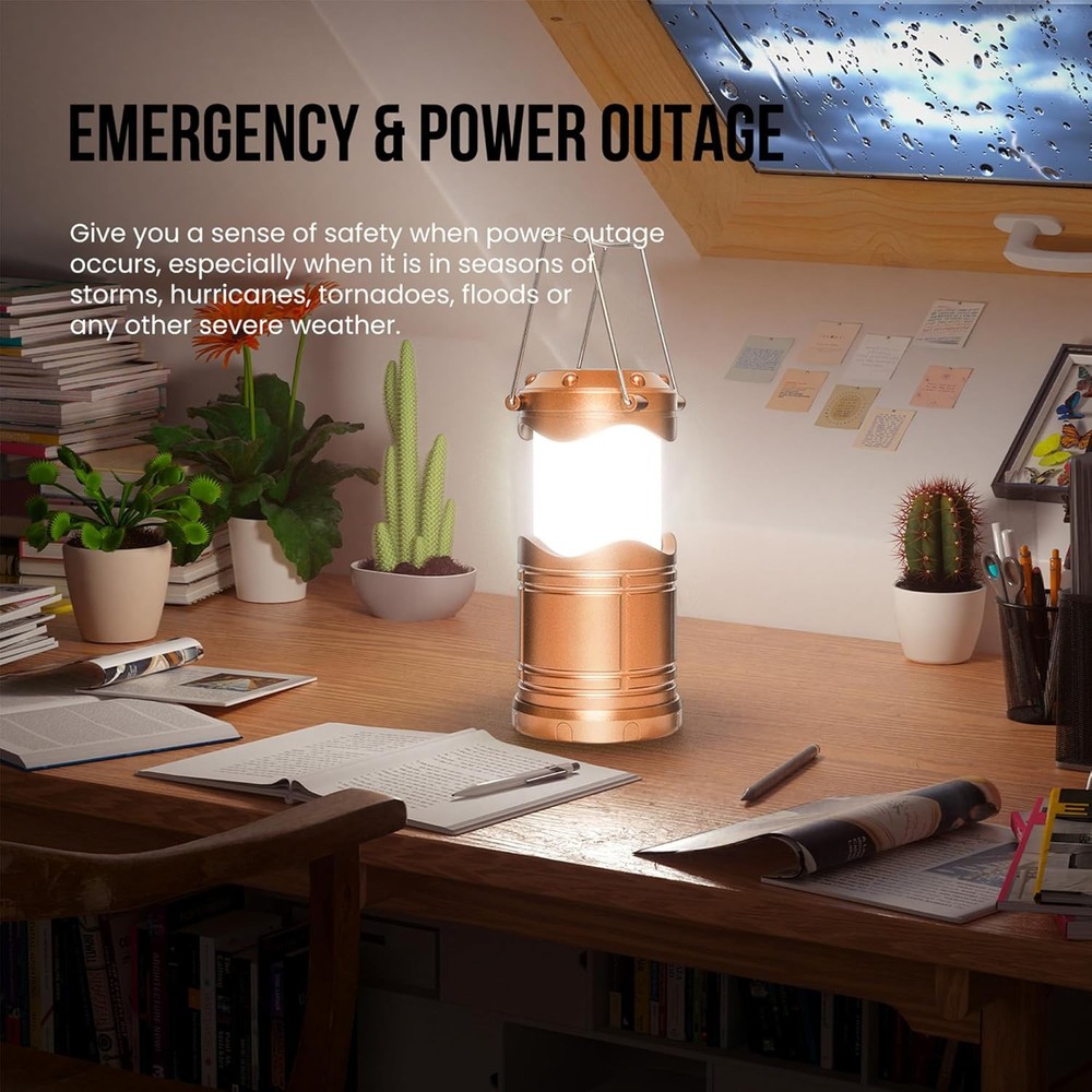 Lichamp LED Camping Lantern, 4 Pack Battery Powered Flashlight for Power Gold