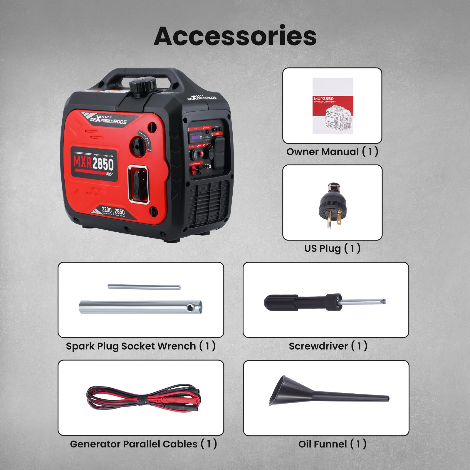 2850W Portable Inverter Generator Gas Powered Quiet Eco Parallel Ready