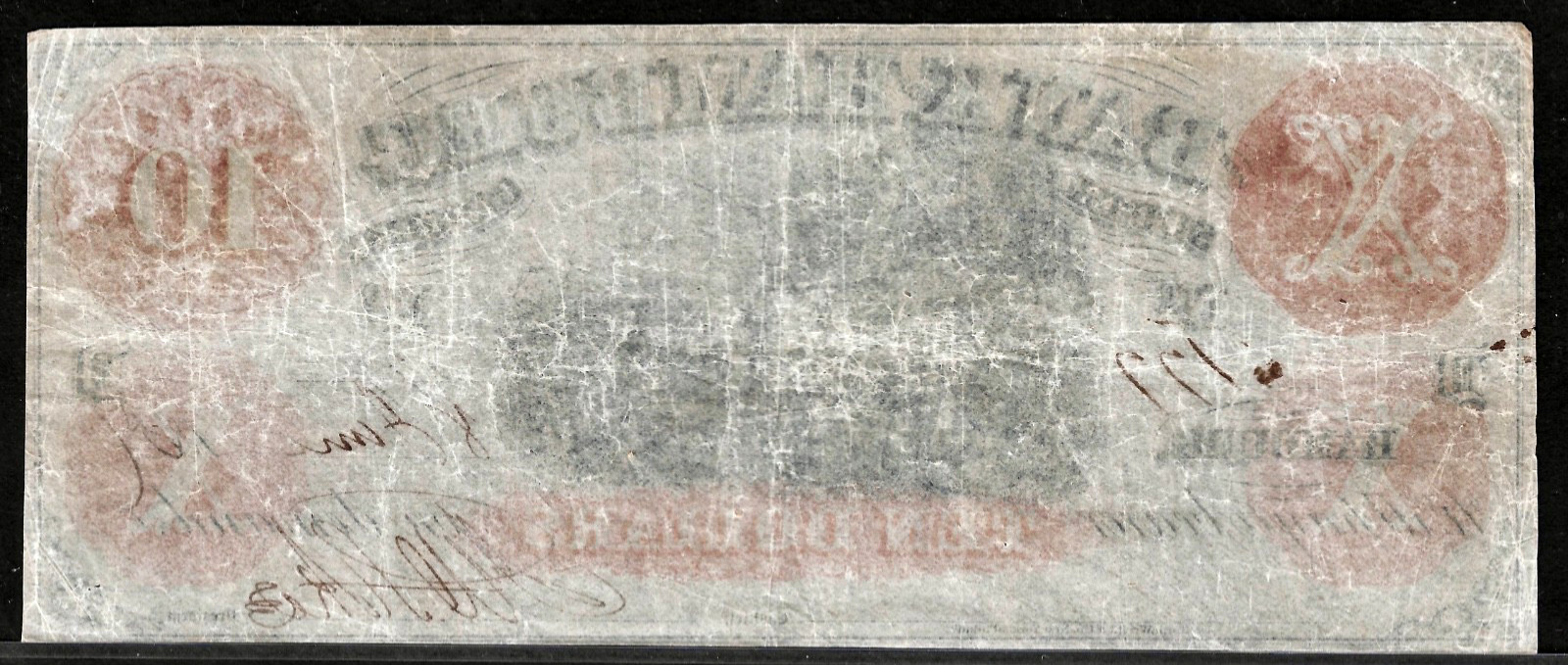 June 8, 1857 South Carolina Bank Of Hamburg $10 Dollar Obsolete Note S/N 177