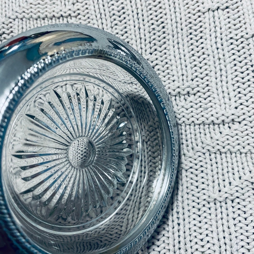 Vintage silver and glass drink coasters