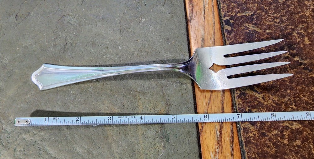 ✅ONEIDA PAR PLATE ANTIQUE c1917 VERNON/ ASHLEY SILVERPLATE MEAT 🥩 SERVING FORK