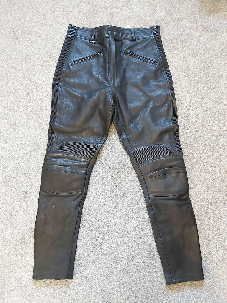 JTS Black Plain Motorcycle Leather Trousers Size 20 Regular CLEARANCE