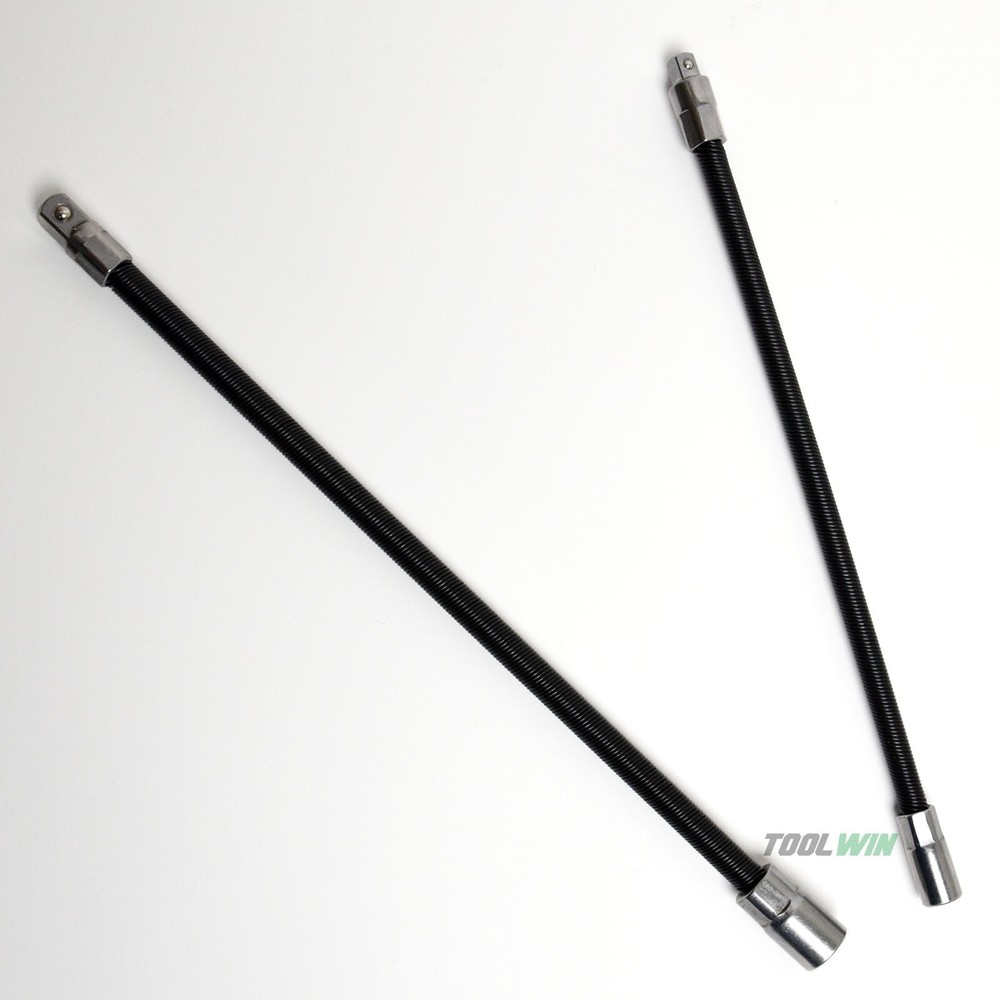 2pc 3/8" & 1/4" DR Flexible Socket Extension Bar Set 10" 12" Ratchet Flex