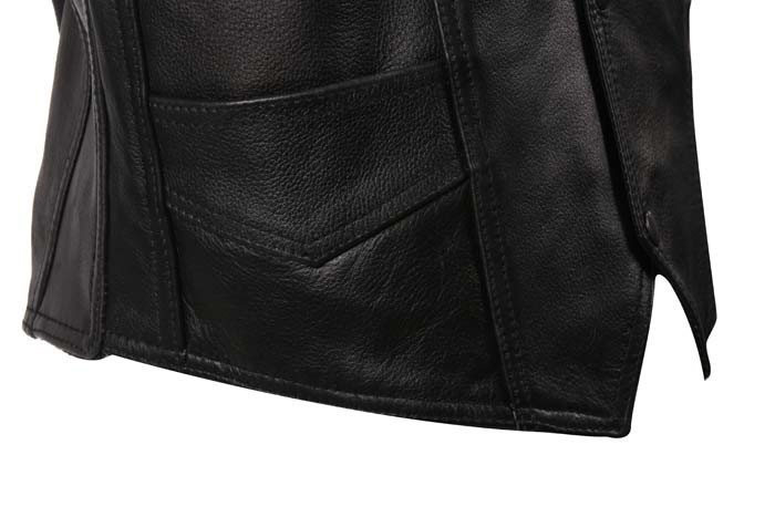 Mens Plain Black Leather Vest